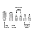 Juego de 4 conectores rápidos y 2 coples, de acero, PRETUL 2