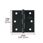 Bisagra cuadrada 2-1/2', acero negro mate cabeza plana BASIC 3