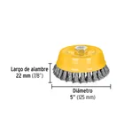 Carda copa 5' alambre trenzado fino, eje 5/8'-11, PRETUL 3