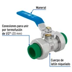 Válvula de esfera desmontable PPR, 1/2' (20mm), FOSET 2