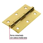 Bisagra rectangular 3-1/2 x 2-1/8', acero latonado, HERMEX 2