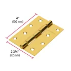 Bisagra rectangular 4 x 2-3/4', acero latonado, HERMEX 3