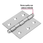 Bisagra cuadrada 2-1/2', acero inox, cabeza redonda, HERMEX 2