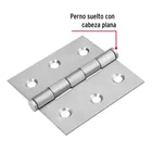 Bisagra cuadrada 2-1/2', acero inox, cabeza plana, HERMEX 2