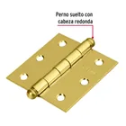 Bisagra cuadrada 2-1/2', acero latonado, cabeza redonda 2