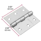 Bisagra cuadrada 2-1/2', acero satinado, cabeza plana HERMEX 3