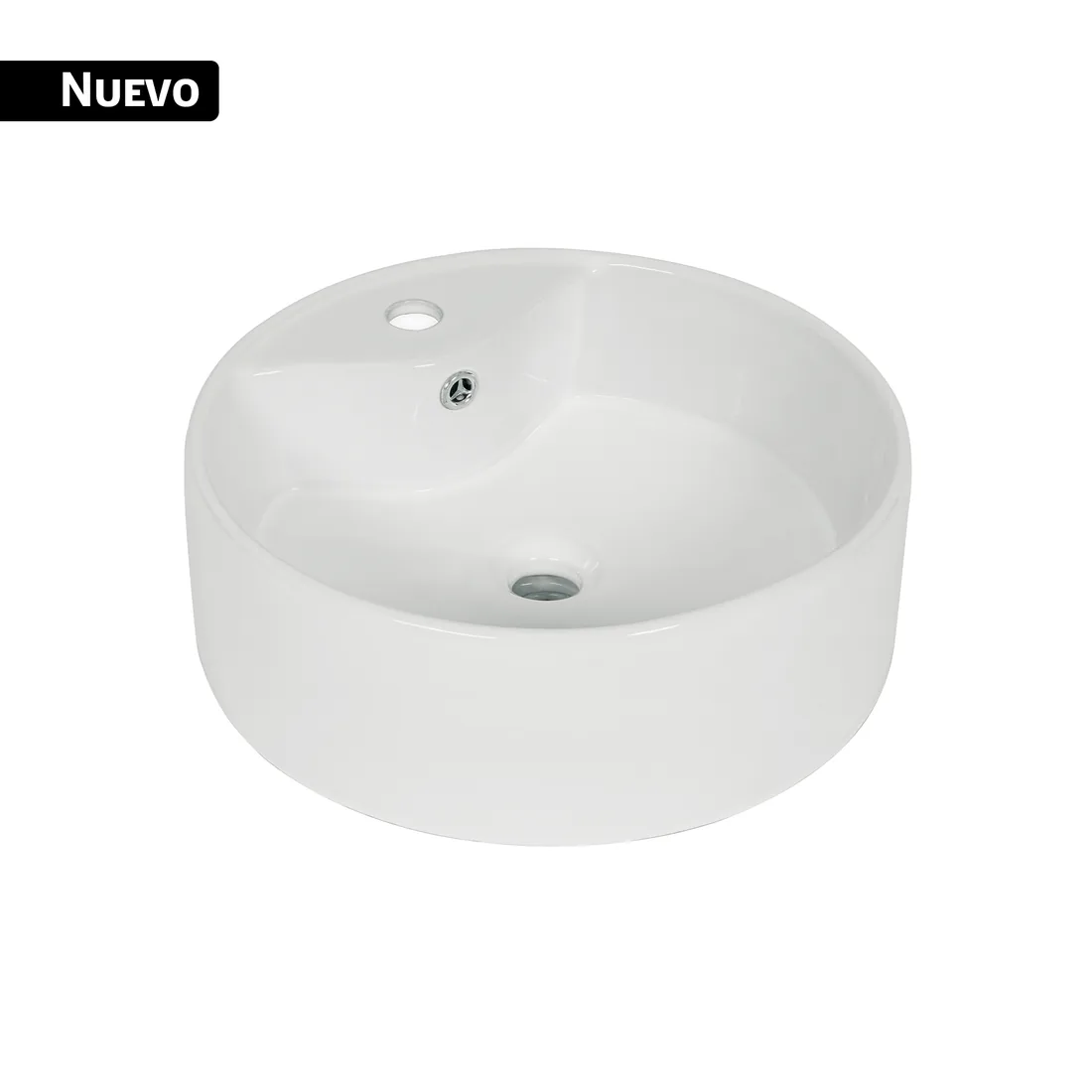 Lavabo de porcelana de sobreponer redondo, blanco, FOSET