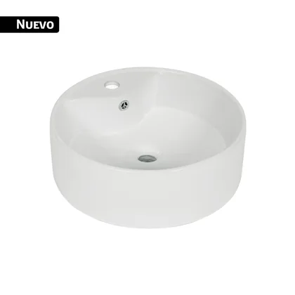 Lavabo de porcelana de sobreponer redondo, blanco, FOSET