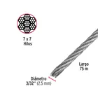 Metro de cable rígido 3/32' de acero 7x7 hilos, 75 m, FIERO 3