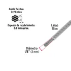 Metro cable flexible 1/8' acero 7x19 recubierto PVC, 75 m 3
