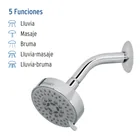 Regadera cromo 4'con 5 funciones, con brazo, FOSET ELEMENT 2
