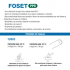 Tubo de 40mm (1-1/4') PPR hidráulico, 4m, 2.2kg, FOSET 5