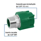 Adaptador PPR 1-1/4' macho con inserto metálico, FOSET 2
