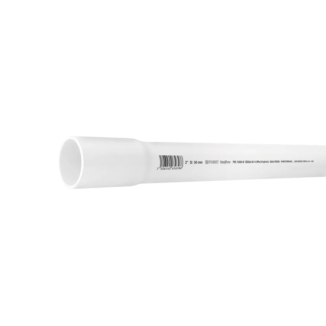 Tubo de 2' PVC hidráulico cédula 40, 3m, 3.1kg, FOSET