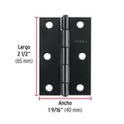 Bisagra rectangular 2-1/2 x 1-5/8', acero negro mate, HERMEX 3