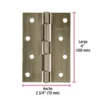 Bisagra rectangular 4 x 2-3/4', latón antiguo, HERMEX 3