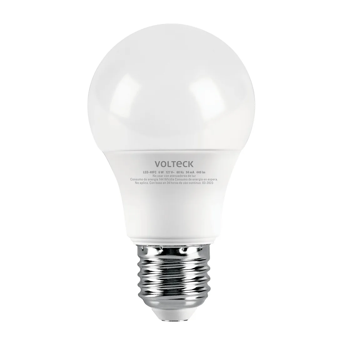 Foco LED 6W (40W) A19, 6500K blanca fría, 440 lm, caja