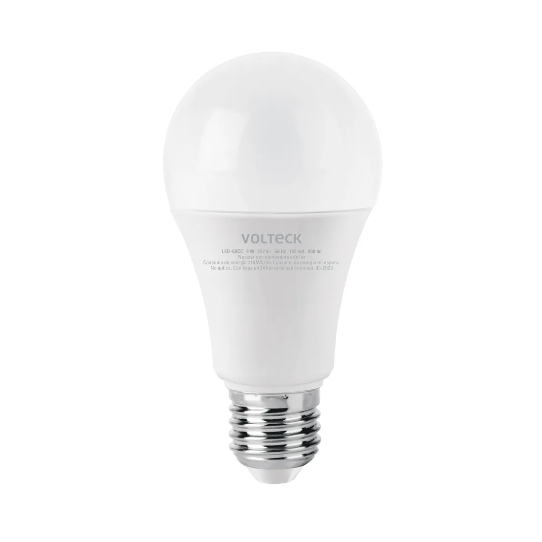 Foco LED 9W (60W) A19, 3000K blanca cálida, 800 lm, caja