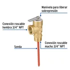 Válvula de alivio de 3/4' para boiler, 150psi, FOSET 2