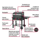 Asador de carbón de 24' con tapa, negro, FIERO 2