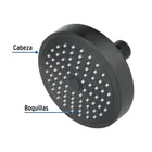 Regadera redonda de ABS 4-1/4' sin brazo, negro, BASIC 2