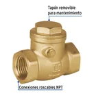 Válvula check horizontal de latón, 1/2', FOSET 3