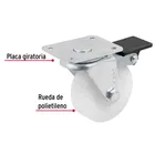 Rodaja de polietileno 2-1/2' placa giratoria con freno FIERO 2