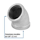 Codo 45° acero galvanizado de 1-1/4', FOSET 2