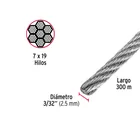 Metro de cable flexible 3/32' de acero 7x19 hilos, 300 m 3