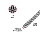 Metro de cable flexible 1/4' de acero 7x19 hilos, 300 m 3