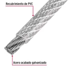 Metro de cable rígido 1/4' acero 7x7 recubierto PVC, 300 m 2