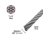 Metro de cable flexible 3/8' de acero 7x19 hilos, 75 m 2