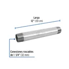 Niple de acero galvanizado 1-1/4 x 12', FOSET 2