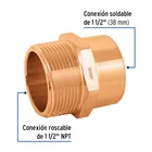 Conector de cobre, rosca exterior 1-1/2', FOSET 2