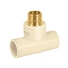 Tee de CPVC 1/2' rosca central macho inserto latón, FOSET 1