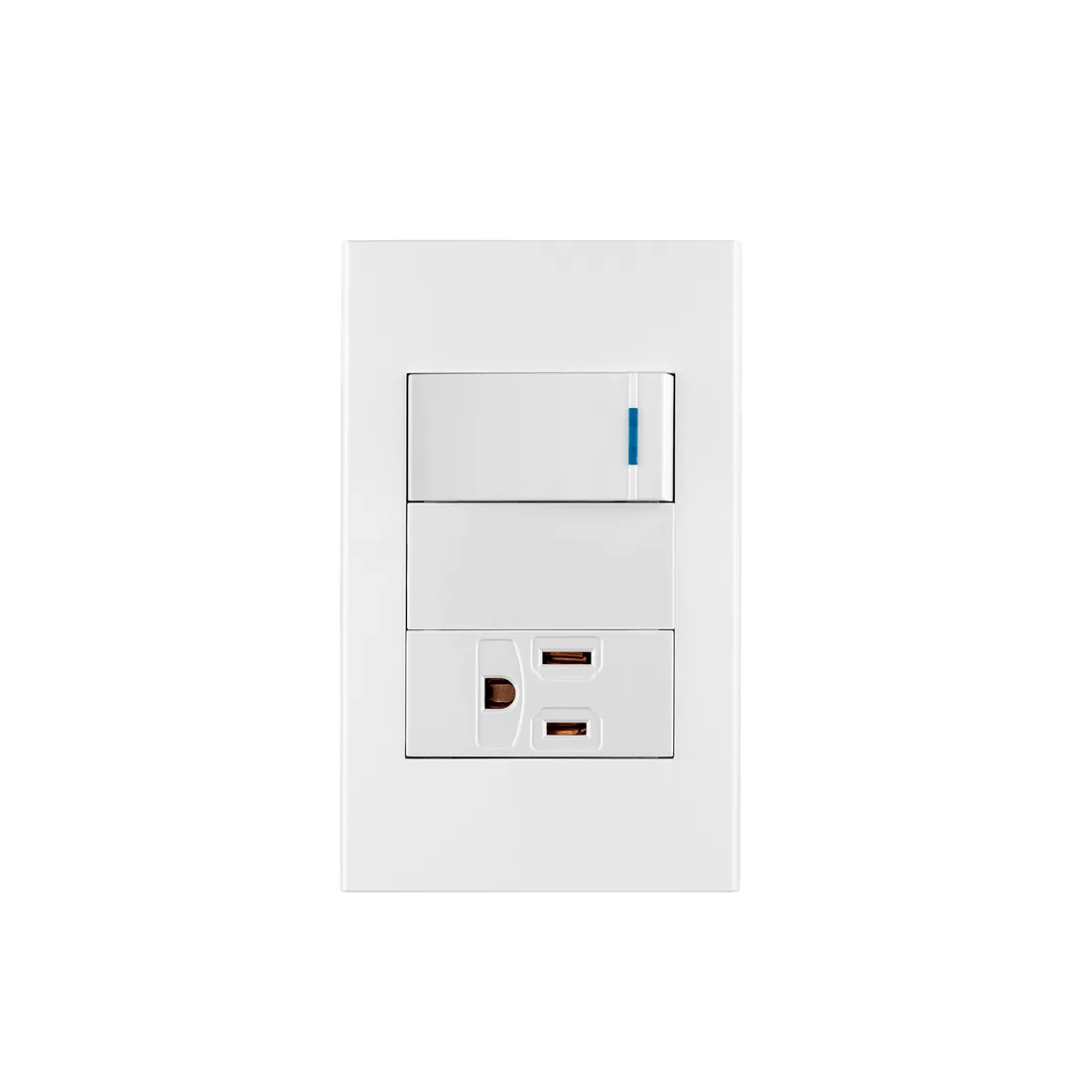 Placa armada 1 interruptor,1 contacto,1mod, Española, blanco