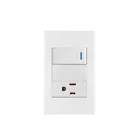 Placa armada 1 interruptor,1 contacto,1mod, Española, blanco 1