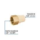 Adaptador hembra de CPVC 1-1/4'con inserto y tuerca de latón 2