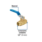 Válvula de esfera, de latón, soldable, 1/2', alta presión 2