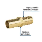 Cople inserción de latón 3/4' para manguera, FOSET 2