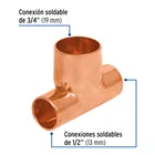 Tee reducida de cobre 1/2' x 1/2' x 3/4', FOSET 2