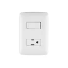 Placa armada contacto e interruptor, blanco, línea Italiana 1