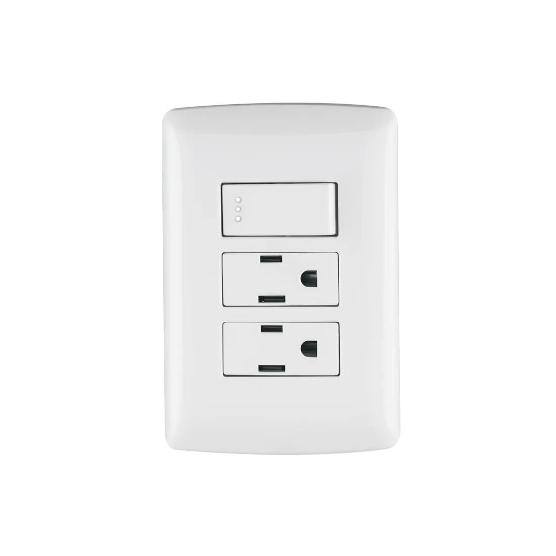 Placa armada 2 contactos e interruptor,blanco,línea Italiana