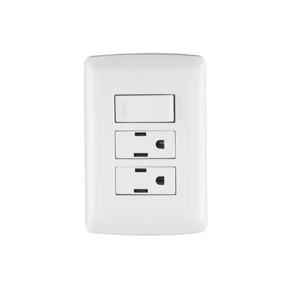 Placa armada 2 contactos e interruptor,blanco,línea Italiana