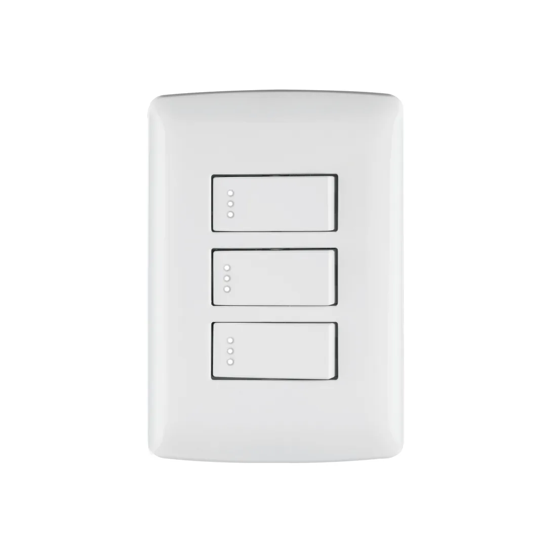 Placa armada 3 interruptores sencillos,blanco,línea Italiana