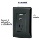 Contacto aterrizado + 2 puertos USB, negro, línea Italiana 2