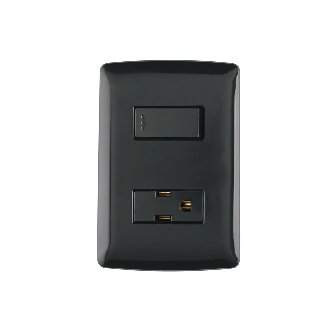 Placa armada contacto e interruptor, negro, línea Italiana