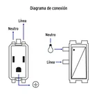 Placa armada 2 contactos e interruptor,negro, línea Italiana 4