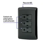 Placa armada 3 contactos aterrizados, negro, línea Italiana 2