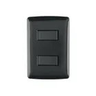 Placa armada, 2 interruptores sencillos,negro,línea Italiana 1